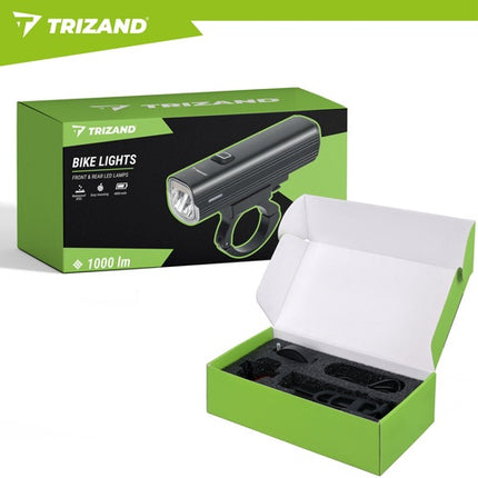 Sada LED světel na kolo 1000lm, USB-C, baterie 4800mAh