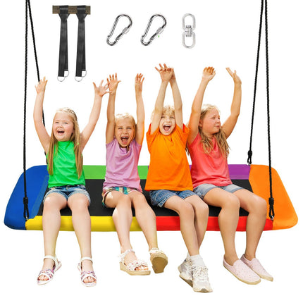 Houpačka na strom 100-180cm, dětská hnízdová houpačka s nastavitelnými lany, barevná