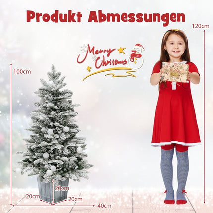 Umělý vánoční stromek 100cm, zasněžená jedle s 80 barevnými LED světly