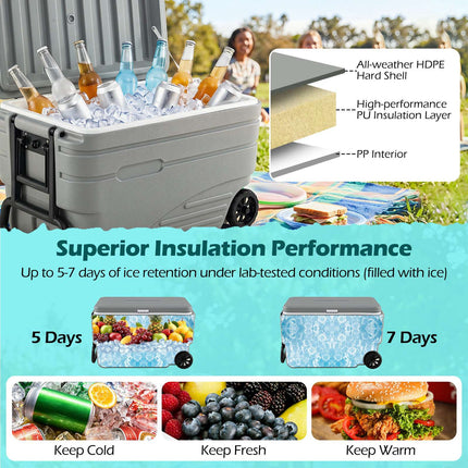 103 Quart Portable Ice Cooler with Wheels and Handles