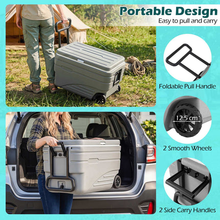 103 Quart Portable Ice Cooler with Wheels and Handles