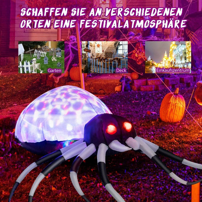 105 cm brede opblaasbare Halloween-spin met veelkleurige lampjes en blazer