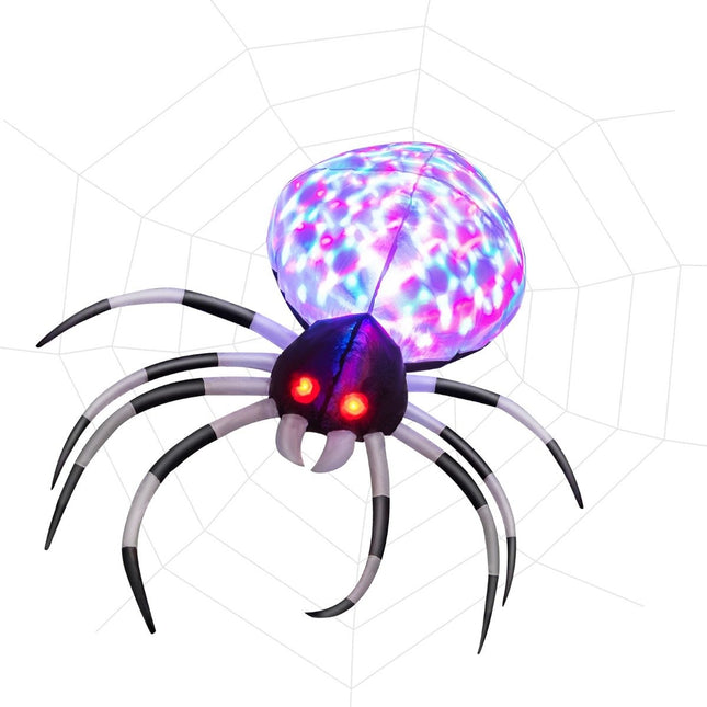 105 cm brede opblaasbare Halloween-spin met veelkleurige lampjes en blazer