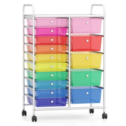 10-Drawer Rolling Cart with Locking Wheels, Metal Frame