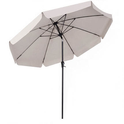 10 FT Beige Patio Umbrella, Scalloped Edge, Tilt Function