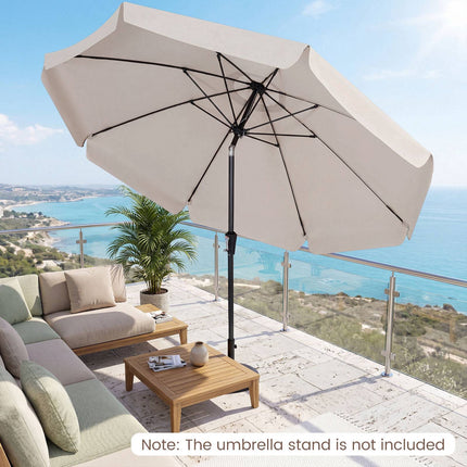 10 FT Beige Patio Umbrella, Scalloped Edge, Tilt Function