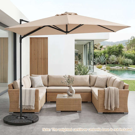 10 Ft Beige Cantilever Patio Umbrella with 360 Rotation
