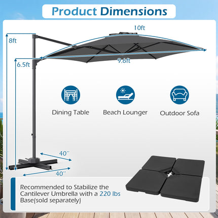 Boční slunečník 10 ft – otočný 360, s ventilací