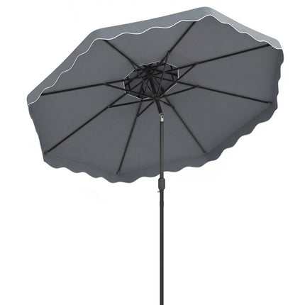 Zahradní slunečník 10 ft, náklon tlačítkem, klika, šedá