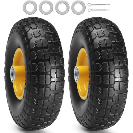 10-Inch Solid PU Run-Flat Wheels, 2-Pack, 400 lb