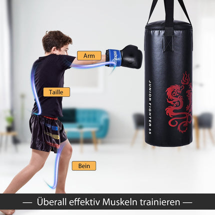 Sada boxovacího pytle 10kg s rukavicemi 8oz, dětský boxovací pytel
