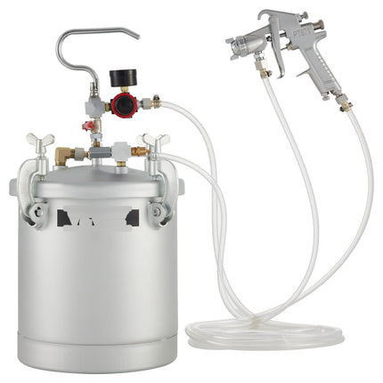10L Pressure Paint Pot Tank With Spray Gun, 10 ft Hoses
