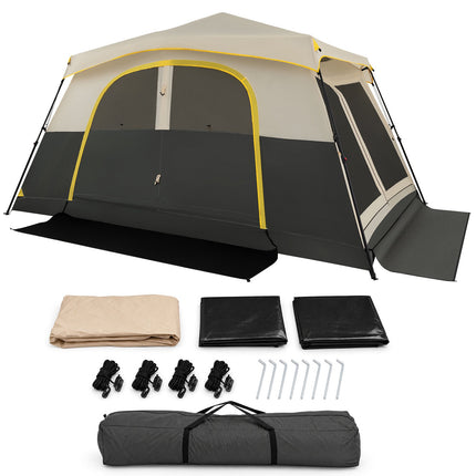 10 Person Instant Cabin Tent with Rainfly, 13x9 ft, Beige