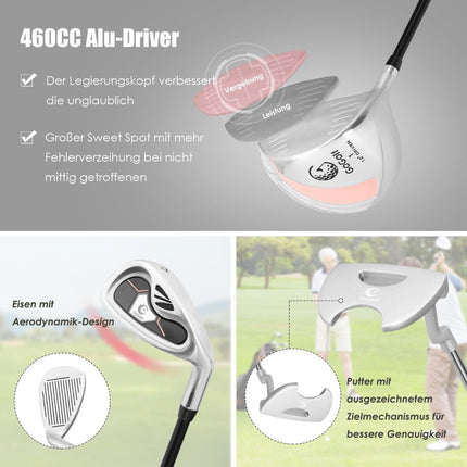 Kompletní golfová sada 10 ks pro ženy, ideální golfový dárek, růžová