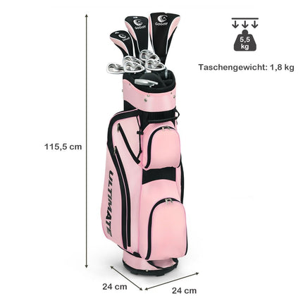 Kompletní golfová sada 10 ks pro ženy, ideální golfový dárek, růžová