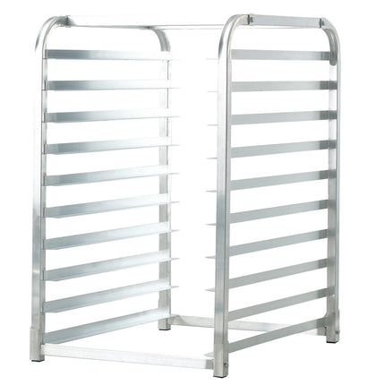 10-Tier Bun Pan Rack, Aluminum, Brake Wheels, Half Full Sheet