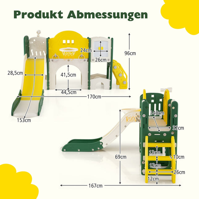 10-in-1 Toddler Slide Set with Basketball & Tunnel