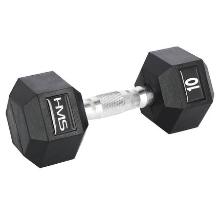 Hex činka 10 kg – pogumovaná, ocelová rukojeť
