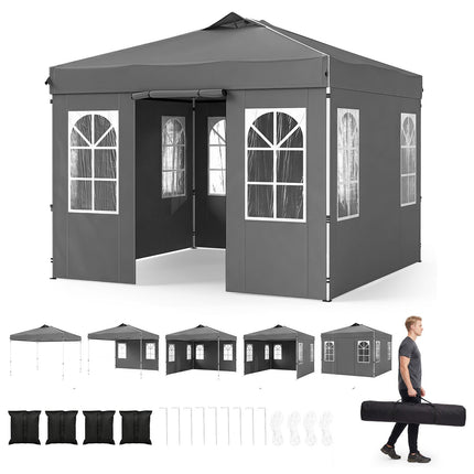 10 x 10 FT Waterproof Pop Up Canopy Tent with Sidewalls
