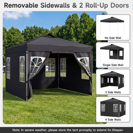 10 x 10 FT Waterproof Pop Up Canopy Tent with Sidewalls