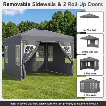 10 x 10 FT Waterproof Pop Up Canopy Tent with Sidewalls