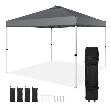 10x10 Pop-Up Canopy Tent, 250D PU, Roller Bag, 4 Sandbags