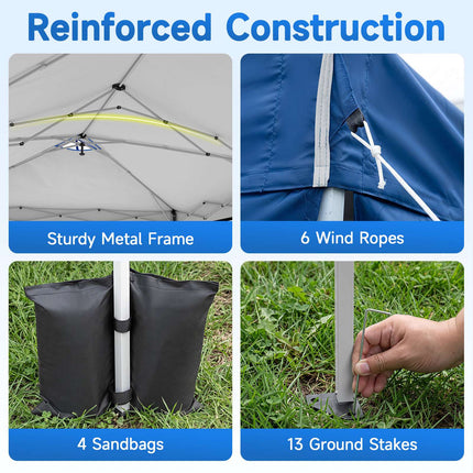 10 x 20 FT Pop Up Canopy Tent with 6 Sidewalls, Blue