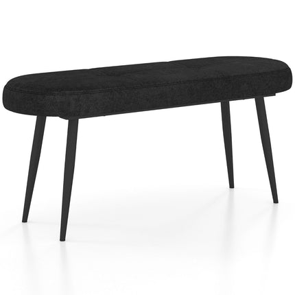 Lavice 113 cm s polstry a kovovými nohami, čalouněná lavice, nosnost až 300 kg, černá