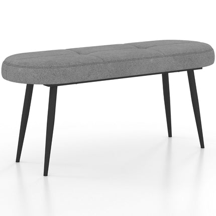 Lavice 113 cm s polstry a kovovými nohami, čalouněná lavice, nosnost až 300 kg, šedá