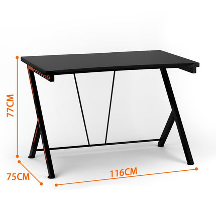 116 cm gaming desk with ergonomic design 116 x 75 x 77 cm black