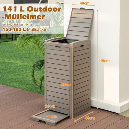 118L Outdoor Trash Can Set with Lid & Liquid Tray