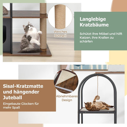 Kočičí strom 118 cm s kovovým rámem, prolézačka pro kočky