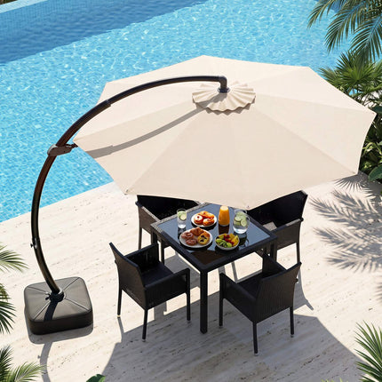 11 Ft Cantilever Patio Umbrella, 360 Rotation, Beige