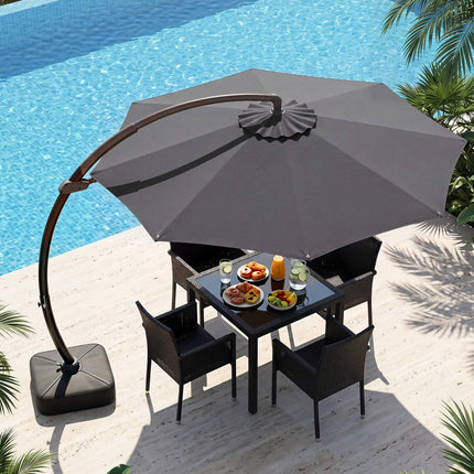 11 Ft Cantilever Patio Umbrella, 360 Rotation, Gray