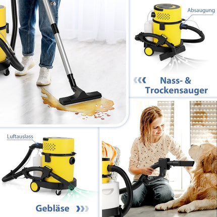 Vysavač na mokré i suché vysávání 1200W, přenosný vysavač popela 4 v 1 se sacím výkonem 17 KPA