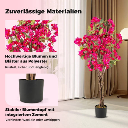 Umělá bugenvilea 120 cm s květináčem, růžová, 2 ks