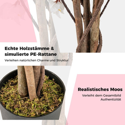 Umělá bugenvilea 120 cm s květináčem, růžová, 2 ks