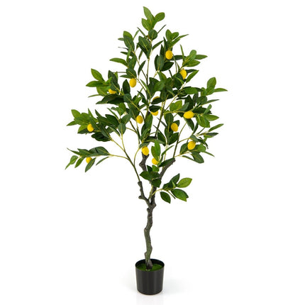 Umělý citroník 120 cm s květináčem a 18 citrony, umělá citrusová rostlina