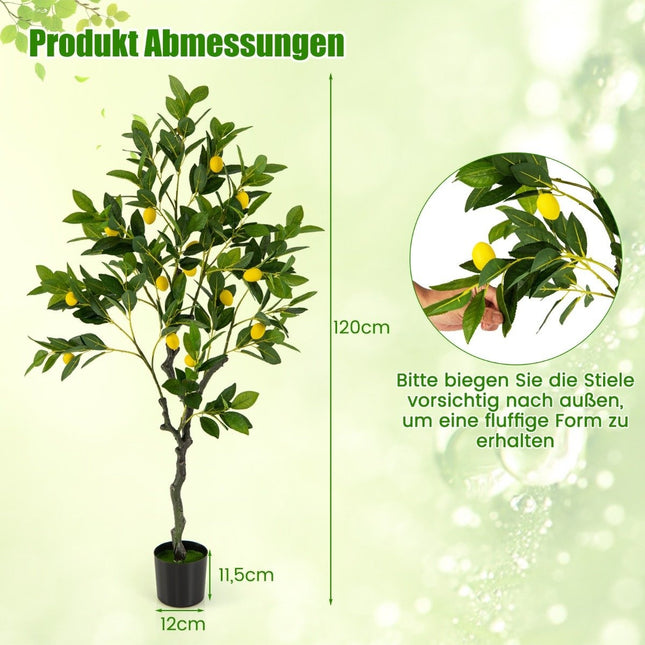 Umělý citroník 120 cm s květináčem a 18 citrony, umělá citrusová rostlina