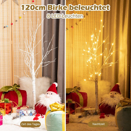 120 cm LED-Birkenbaum mit 48 warmweißen Lichtern