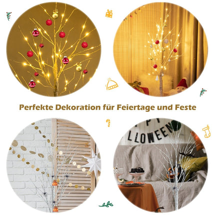 120 cm LED-Birkenbaum mit 48 warmweißen Lichtern