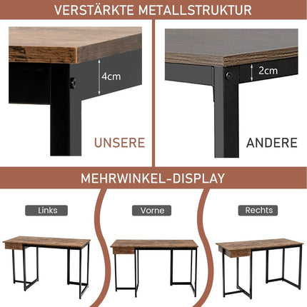 Počítačový stůl 120cm se zásuvkou a nastavitelnými nožkami, rustikální hnědá