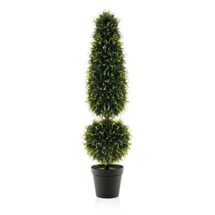 Umělá rostlina 120 cm, umělý strom s květináčem, tvarovaný zimostráz, zelená