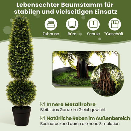 Umělá rostlina 120 cm, umělý strom s květináčem, tvarovaný zimostráz, zelená