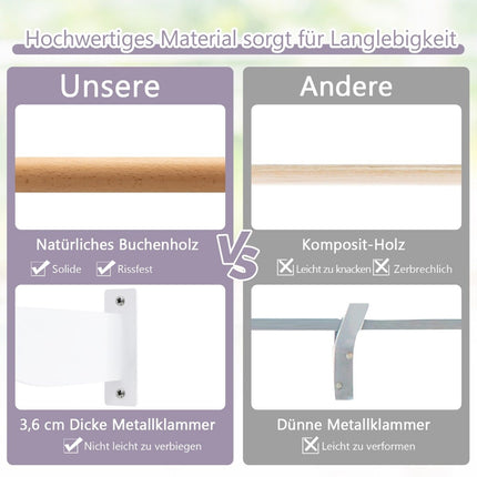 Dřevěná baletní tyč 120 cm včetně nástěnných držáků, taneční tyč, přírodní