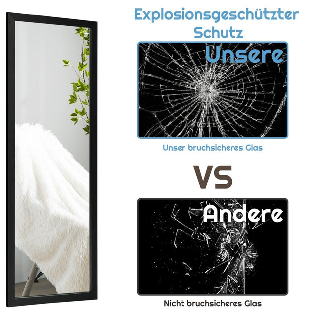 120 x 37 cm wandspiegel deurspiegel met in hoogte verstelbare ophanghaken spiegel voor slaapkamer
