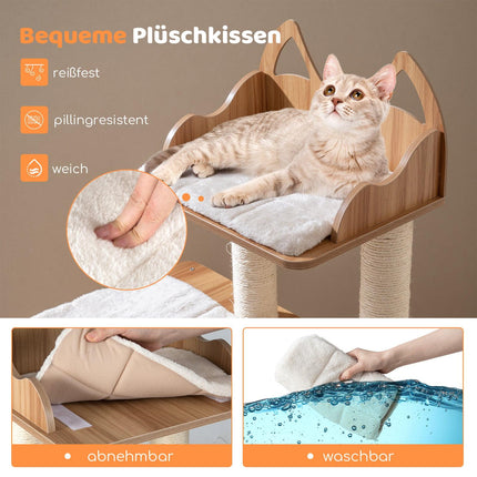 Kočičí strom 122 cm s dvoupatrovým domkem a sisalovými sloupky