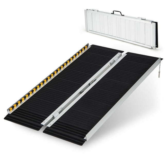 Rolstoelhelling 122 x 74 cm, draagbare en antislip opvouwbare helling, belastbaar tot 272 kg, aluminium