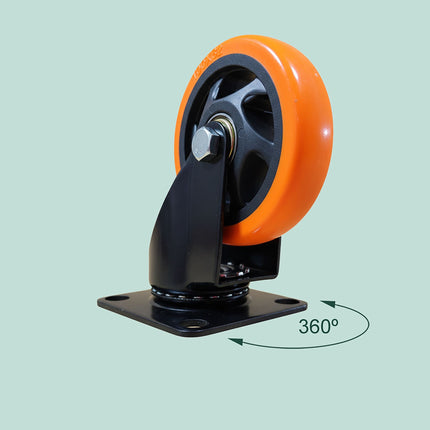 125 mm Swivel Castors Set, Steel & PVC, 150 kg Load