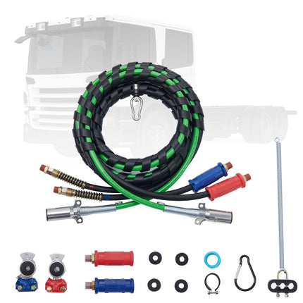 12 Ft Semi Truck Air Lines Kit, 3-in-1 Hoses, Glad Hands, 7-Way